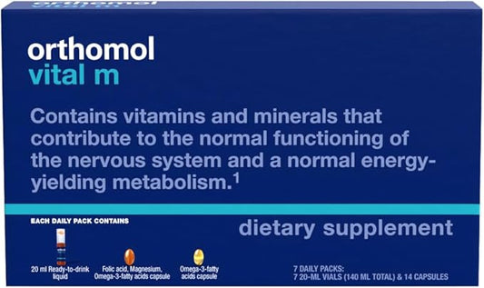 Orthomol Vital M Vial, Men's Multivitamin, 7-Day Supply, Vitamins A, B, C, D, E, K, Calcium, Iodine, Omega-3…