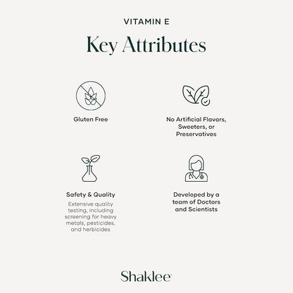 Shaklee - Vitamin E: -Supports Heart, Brain, and Prostate Health -Neutralizing Damage Caused by Free Radicals Vita-E® 400 IU Tablets with Selenium and Grape Seed Extract - 90 Softgels