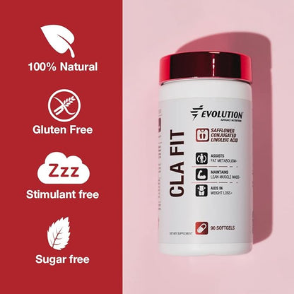 Evolution Advance Sport Nutrition CLA Fit, 800 mg – Safflower Conjugated Linoleic Acid Supplement, Support Lean Muscle Mass, Promote Energy – Non-GMO, Gluten-Free (90 Softgels)