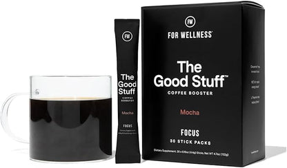 For Wellness The Good Stuff™ Focus Blend (30 Stick Packs), Non-Dairy Coffee Supplement – Stimulates Cognitive Function & Mental Clarity