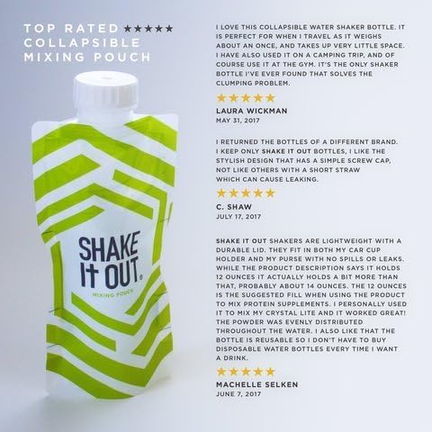 Collapsible Shaker Bottle for Protein Shakes, Supplements - 12 Ounce Reusable, Recyclable, Travel Bottle