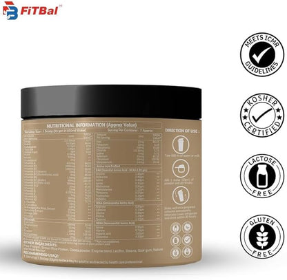 Belgian Chocolate Vegan Plant Protein Powder for Diabetic Care 250 Gram (7 Servings) Serving Quantity-33G 24G Protein Per Serving, Glutamine - 3.32 Gm