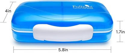 Travel Pill Organizer Large Portable Medication Organizer, Fullicon Oversize 8 Compartment Pill Box, Vitamin Travel Case Pill Holder - Airtight & Moistureproof (Blue)