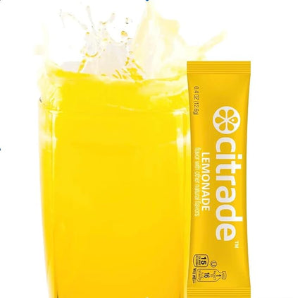 Citrade Hydration Electrolyte Powder Sticks, No Added Sugar, Gluten Free, Keto Electrolytes Drink Mix with Magnesium & Potassium, Single Serve Travel Packets for Water Bottle, 15 Packs, Lemonade