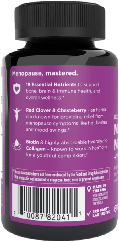Hyland's Rock On Menopause + Youthful Skin Care Multivitamin for Women with Immune Support - 60 Capsules - Menopause Relief for Women with Biotin, Collagen, and Red Clover (Pack of 2)