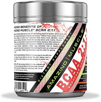 BCAA 2:1:1 Branched Chain Amino Acids Supplement | 6000 Mg Per Serving | Strawberry Lime Flavor | 60 Servings Per Bottle