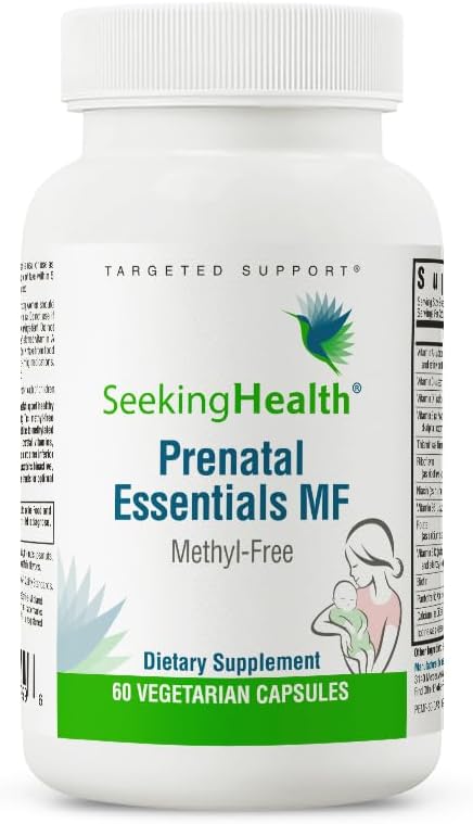 Seeking Health Prenatal Essentials MF - Brain Development & Methylation Support - Methyl-Free Vegetarian Capsules with Selenium, Vitamin B6, Zinc & Vitamin B12-60 Capsules