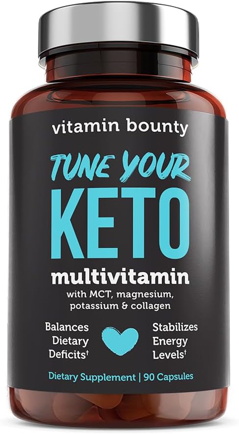 Vitamin Bounty Tune Your Keto Multivitamin – Keto-Specific Nutritional Support with Magnesium, Potassium, and MCT for Energy, Cramp Relief, and Nutrient Optimization - 90 Capsules