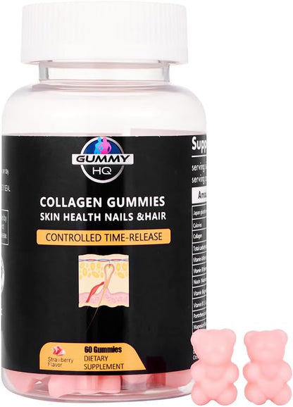 Collagen Gummies - Supports Collagen Levels - Time-Release Formula - Fruit Juice Extract - Gluten Free