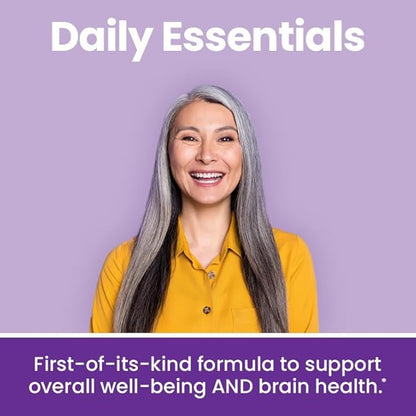 NeuroQ Daily Essentials Multivitamin - Fortified Mental Performance & Overall Wellness - Improve Memory & Focus - B-Complex, Vitamin D, Folate, CoQ10, Pantothenic Acid & More - 60 Capsules