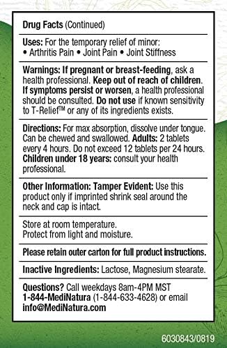 T-Relief Extra Strength Arthritis Pain Reliever Arnica +12 Natural Medicines for Joint Soreness Stiffness Aches, Quick Dissolving Pain Relief for Women & Men - 100 Tablets (Pack of 3)