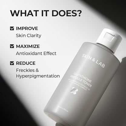 [Skin&LAB] Glutathione Ampoule Toner 6.76 fl oz, Improve Dart Spot, Hyperpigmented, Skin Clarity, Korean Toner for Sensitive Skin