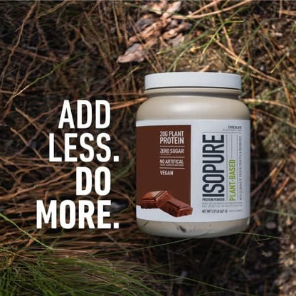 Isopure Chocolate Vegan Protein Powder, with Monk Fruit Sweetener & Amino Acids, Post Workout Recovery, Sugar Free, Plant Based, Organic Pea Protein, Dairy Free, 20 Servings (Packaging May Vary)