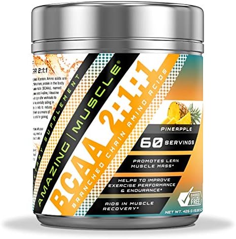 BCAA 2:1:1 Branched Chain Amino Acids Supplement | 6000 Mg Per Serving | Pineapple Flavor | 60 Servings