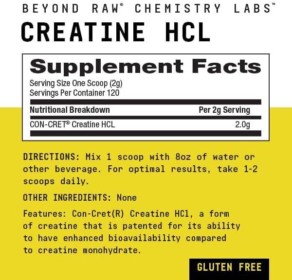 BEYOND RAW Creatine HCl Powder for Men and Women | Muscle Strength, Energy Production, Cognitive Support, Cellular Hydration | Science-Backed, Lab Grade Formula | 120 Servings