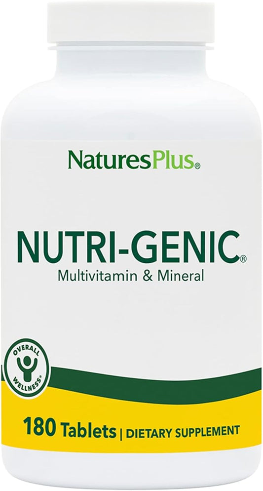 Natures Plus Nutri-Genic Multivitamin - 180 Vegetarian Tablets - Hypo-Allergenic Natural Multivitamin & Mineral Supplement for Sensitive People - Allergen-Free, Gluten-Free - 90 Servings