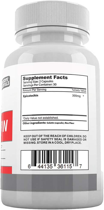 EPICATECHIN - 60 Capsules – 300mg Per Serving by Body Essentials – Maximize Muscle Growth – Increase Protein Synthesis, Gains, Lean Muscle – Increase Strength and Decrease Body Fat