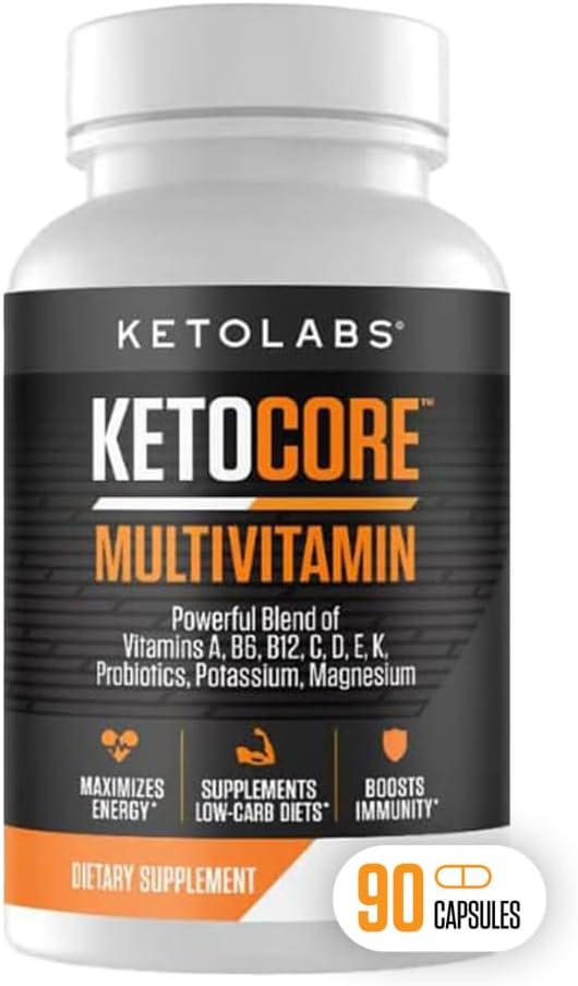 Ketocore Keto Vitamins | Keto Multivitamin for Men & Women | Keto Supplements & Carnivore Diet Supplements, Keto Friendly Multivitamin | No Keto Flu | Rich in Magnesium & Potassium | 90 Capsules