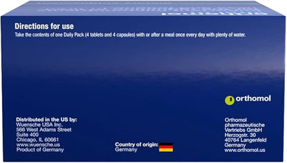 Orthomol Vital M Tablet Packets, Men's Multivitamin, 30-Day Supply, Vitamins A, B, C, D, E, K, Iodine, Omega-3