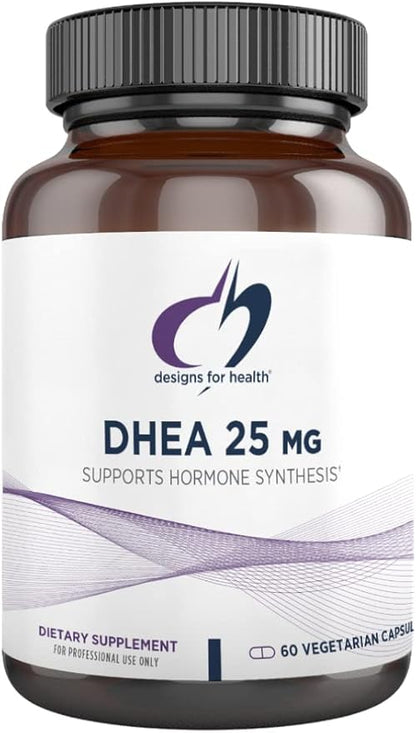 Designs for Health DHEA 25mg - DHEA Supplement for Men + Women - Supplement to Help Support Healthy Aging, Muscle Integrity, Energy + Hormonal Synthesis - Non-GMO (60 Capsules)