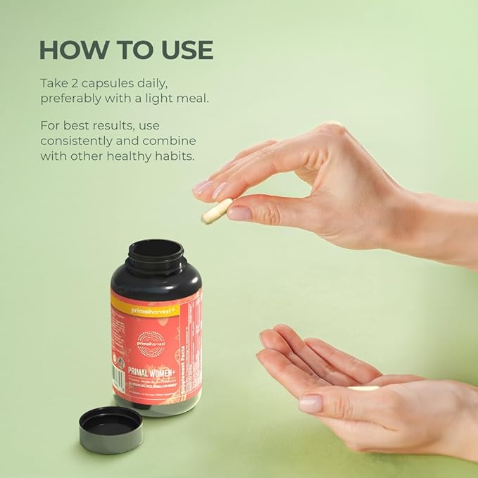 Primal Harvest Multivitamin for Women Vitamin A, Vitamin C, Vitamin D and E, Vitamin B12, B6, Biotin, Zinc Supplements, 30 Capsules (Womens 1 Pack)