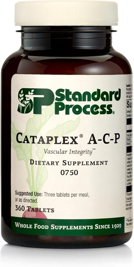 Standard Process Cataplex A-C-P Heart Health, Gum Health, Immune Support, and Vascular Supplement with Vitamin C, Magnesium Citrate, Nutritional Yeast, Vitamin A, Reishi Mushroom Powder - 360 Tablets