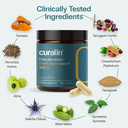 CuraLin - Supports Blood Sugar, Effective, and 100% Natural Supplement - 1080 Capsules - (New Packaging)