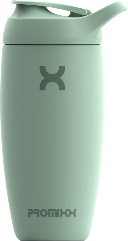 Promixx Pursuit Shaker Bottle Insulated Stainless Steel Water Bottle and Blender Cup, 18oz, Seagrass Green