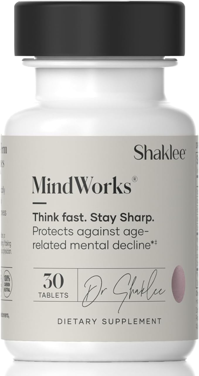 Shaklee MindWorks® - Brain Health Supplement for Brain Sharpness & Focus - Supported Nutrients & Extracts - Chardonnay Grape Seed Polyphenols, Guarana Extract, Vitamins B6, B12, Folate - 30 Tablets