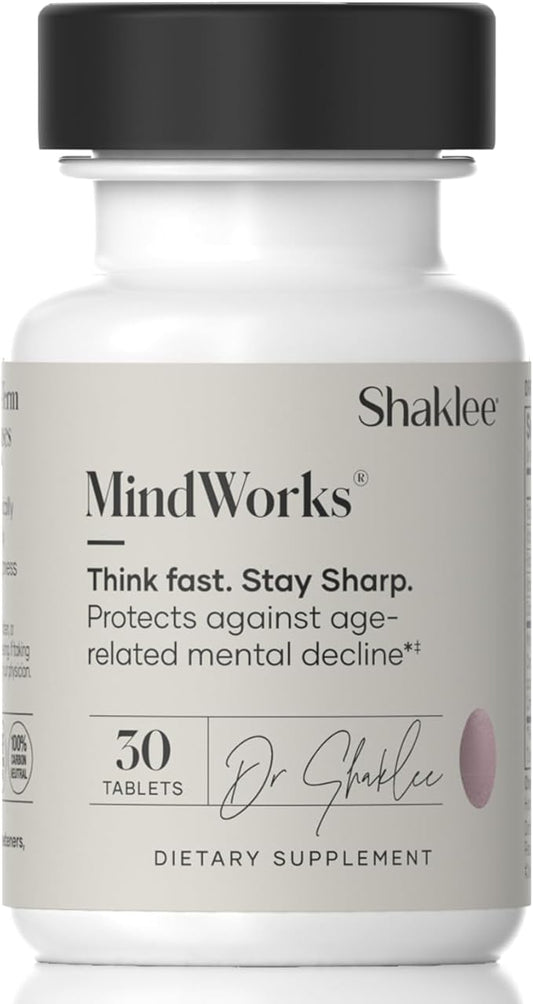 Shaklee MindWorks® - Brain Health Supplement for Brain Sharpness & Focus - Supported Nutrients & Extracts - Chardonnay Grape Seed Polyphenols, Guarana Extract, Vitamins B6, B12, Folate - 30 Tablets