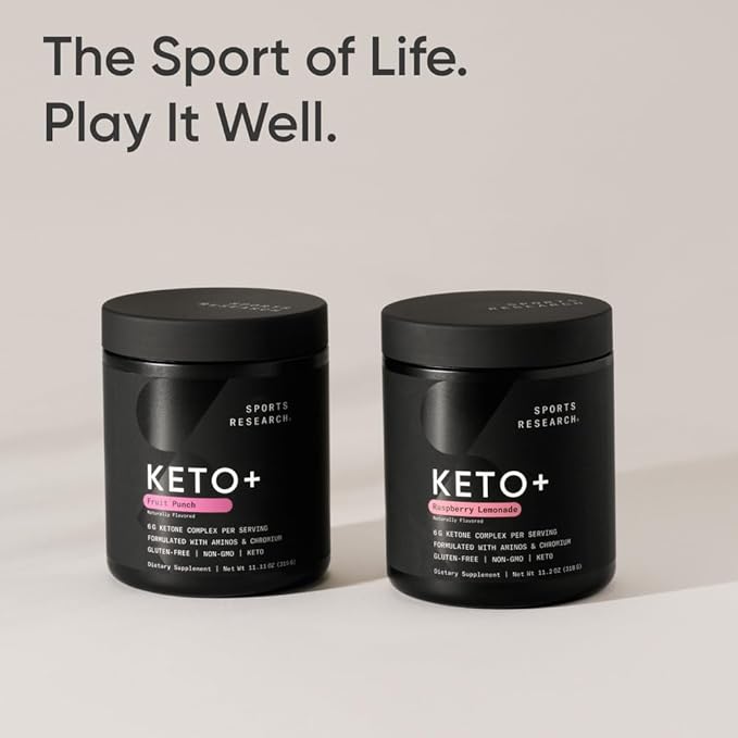 Sports Research Keto Plus Exogenous Ketones with goBHB - 30 Servings | Keto Electrolyte Powder for Hydration, Energy, Focus & Ketosis | Keto Certified, Vegan Friendly (Fruit Punch)