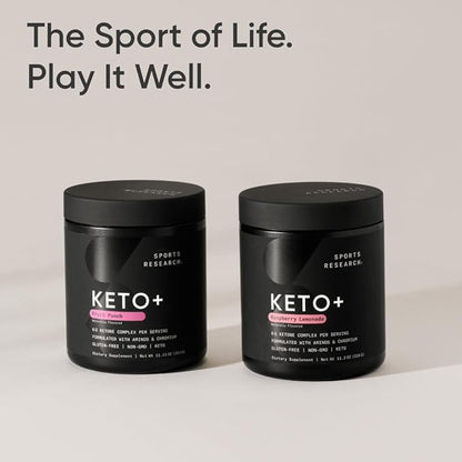 Sports Research Keto Plus Exogenous Ketones with goBHB - 30 Servings | Keto Electrolyte Powder for Hydration, Energy, Focus & Ketosis | Keto Certified, Vegan Friendly (Fruit Punch)