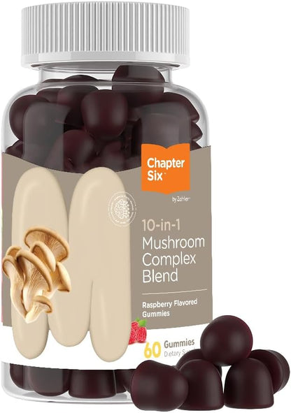 Zahler 10-in-1 Mushroom Gummies Raspberry Flavored with Lions Mane Mushroom, Reishi, Cordyceps, White Button, Plus 6 Adaptogenic Mushrooms 56