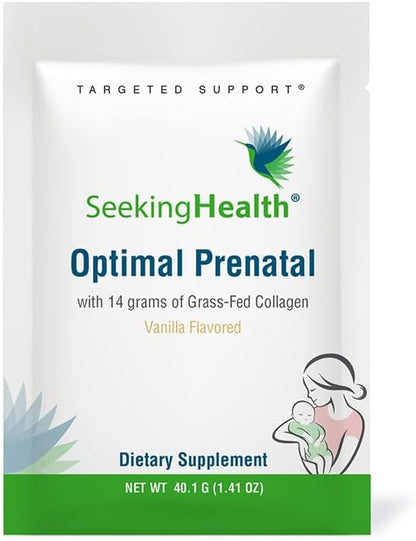 Seeking Health Optimal Prenatal with Collagen, Women’s Multivitamin with B12, L-5-MTHF, Choline, Methylation Support, Supports Fertility & Conception through Pregnancy & Breastfeeding (15 servings)*