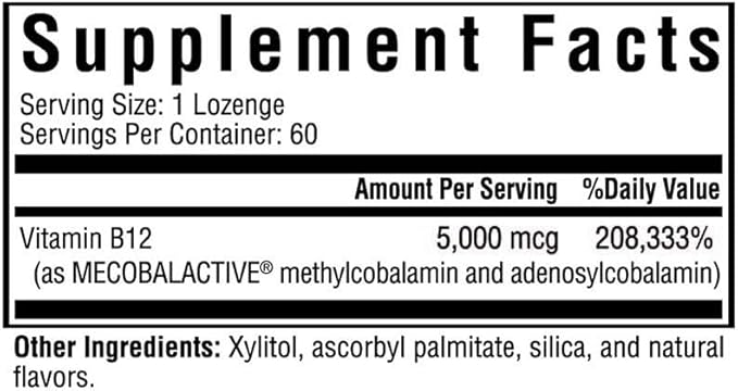 Seeking Health Active B12 5000 - Supplement with Adenosylcobalamin & Methylcobalamin - Supports Heart & Brain Health - 5000 mcg, 60 Lozenges