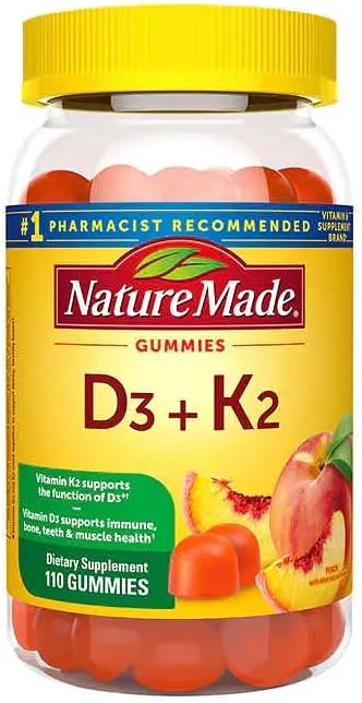 Nature Mades D3 + K2 Gummies, 110 Count Bundle - Adult Multi & Letter Vitamins Herbals & Dietary Supplements for Immune, Bone, Teeth & Muscle Health