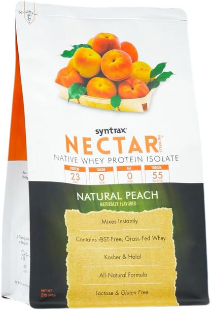 Syntrax Nutrition Nectar Naturals, All Natural Whey Protein Isolate, Refreshing Fruit Juice Flavor, Natural Peach, 2 lbs