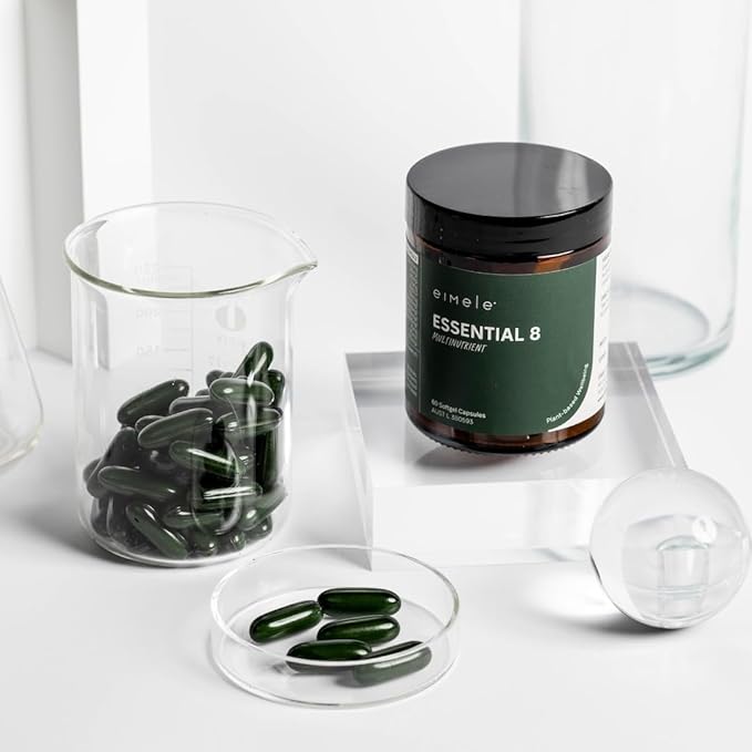 | Essential 8 | Multivitamin for Energy & Immunity Support | 8 Essential Nutrients | Calcium, Vitamin B12, Omega3, Zinc, Iron, Vitamin D & More | Non-GMO, Vegan, GF | 30 Servings (60 Tablets)