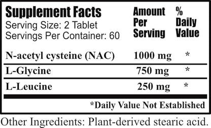 Daily Manufacturing Glutathio-Lean™ (Non-GMO: N-Acetyl Cysteine (NAC), L-Glycine & L-Leucine) 120 Tablets