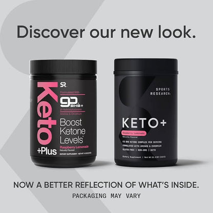 Sports Research Keto Plus Exogenous Ketones with goBHB - 30 Servings | Keto Electrolyte Powder for Hydration, Energy, Focus & Ketosis | Keto Certified, Vegan Friendly (Raspberry Lemonade)