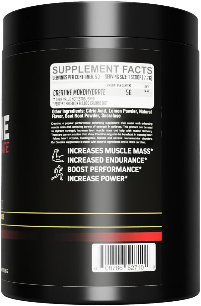 GMU SPORT - Flavored Creatine Monohydrate Powder for Men and Women - Pure Creatine Powder for Muscle Growth, Enhanced Performance and Increased Strength - Creatine Strawberry Lemonade Supplement
