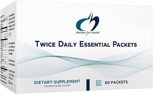 Designs for Health Twice Daily Essential Packets - Daily Multivitamin Packs with Immune Support Vitamins Vitamin D + Zinc - Calcium + Magnesium Capsules - OmegAvail Fish Oil (60 Individual Packets)