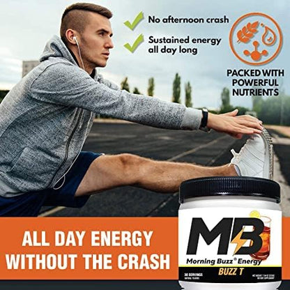 Morning Buzz Energy Drink Powder - Energy Boost Energy Drink - Sugar-Free Energy with Antioxidants - Morning Kickstart and Sports Nutrition Endurance Product - 30 Servings, Iced Tea, 8 Ounces