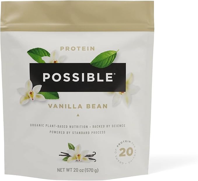 Possible Protein Powder Vanilla Bean - 20g of Vegan, Plant-Based Protein Mix - Non-GMO, Non-Dairy, Gluten-Free - 3.5g of BCAAs - 9 Essential Amino Acids - 15-Day Supply - 1 Bag, 15 Servings