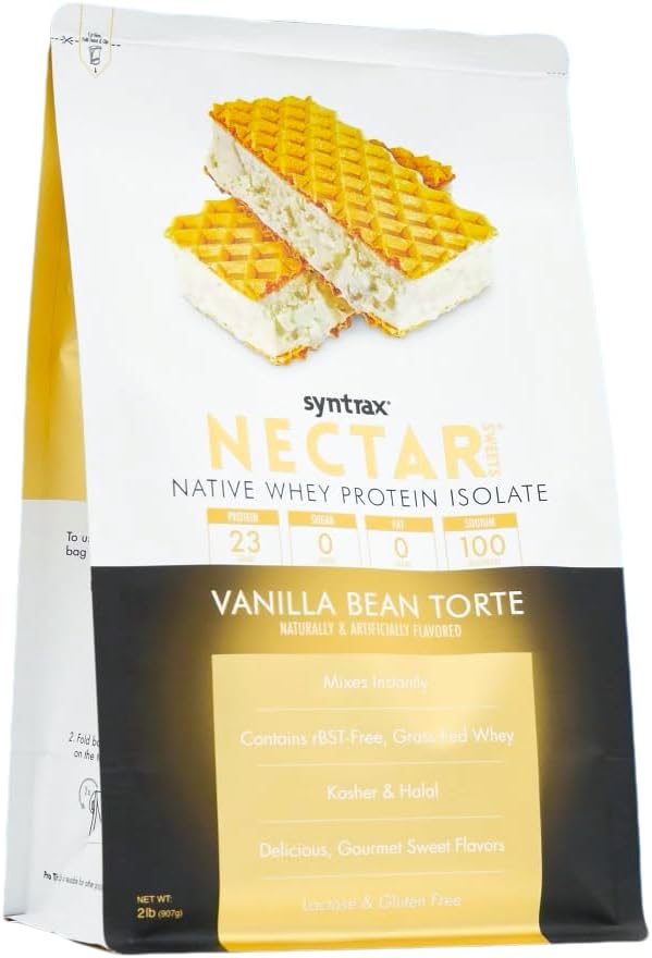 Syntrax Nutrition Nectar Sweets, 100% Whey Isolate Protein Powder, Real Vanilla Bean Specks, Vanilla Bean Torte, 2 lbs