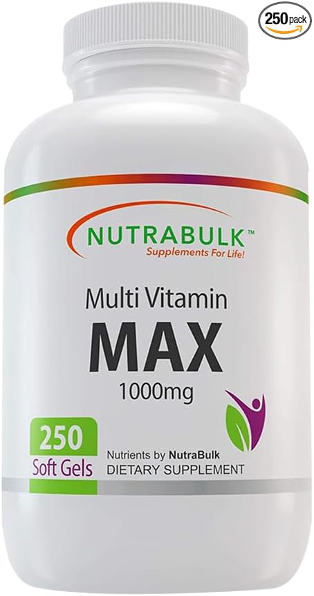 Multi-Vitamin MAX Well Absorbed Soft Gels - Potentially Supports Overall Wellbeing & Immune, Boosts Energy & Metabolism - Complete Daily Nutrition- 1000mg 250 Soft Gels