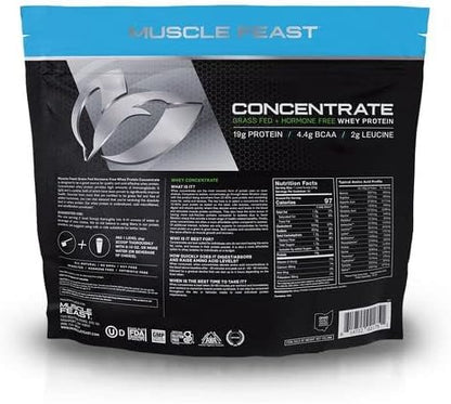 Muscle Feast Grass-Fed Whey Protein Concentrate Powder, All Natural Hormone Free Pasture Raised, Unflavored, 5lb