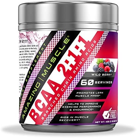 BCAA 2:1:1 Branched Chain Amino Acids Supplement | 6000 Mg Per Serving | 60 Servings | Wild Berry Flavor