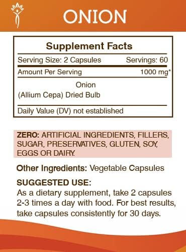 Secrets of the Tribe Onion 120 Capsules, Made with Vegetable Capsules and Onion (Allium Cepa) Dried Bulb (120 Capsules)