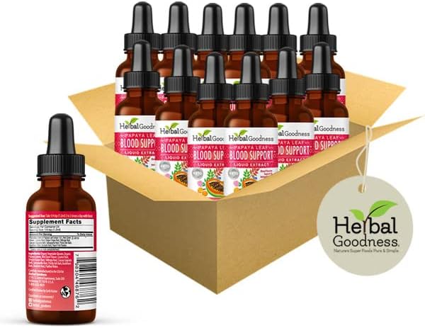 Papaya Leaf Blood Support Supplement 1oz - Natural Aid for Cardiovascular Health and Blood Circulation - Premium Formula with Glycerin - Gluten-Free, and Vegan